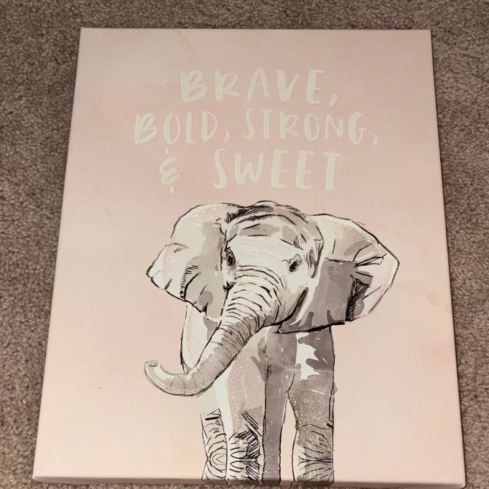 Pink Elephant Wall Art "Brave, Bold, Strong & Sweet"